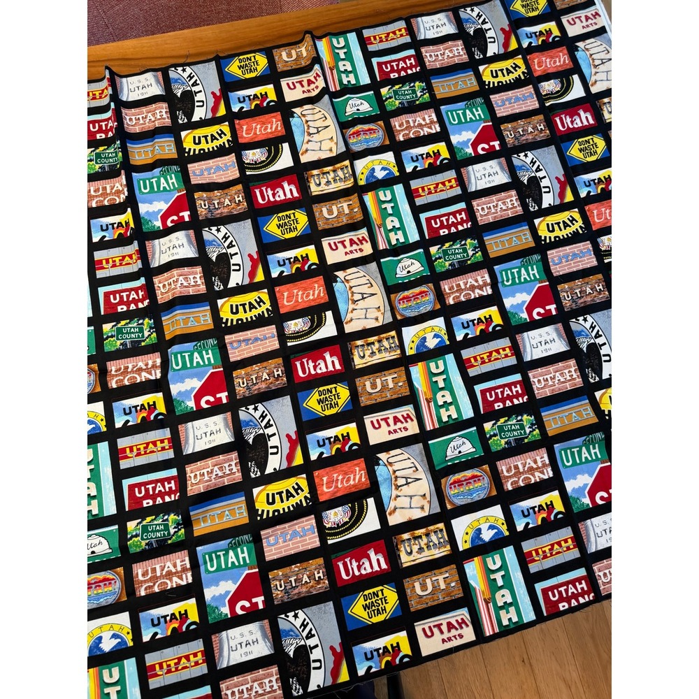 Northcott Utah State Art Rick Vanderpool Fabric 43x40 Black Multi Novelty